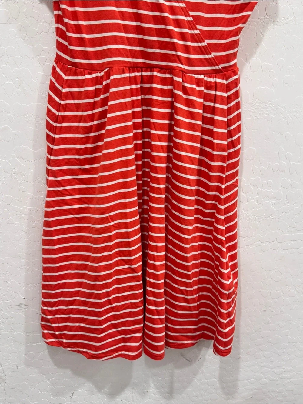 Pact Striped Midi Dress Womens Large Orange White Surplice V Neck Casual Summer